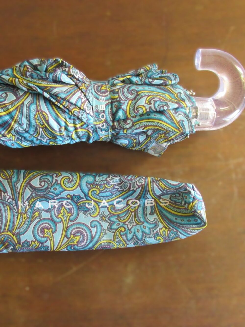 Marc Jacobs Paisley Compact Umbrella w/ Clear Handle & Sleeve